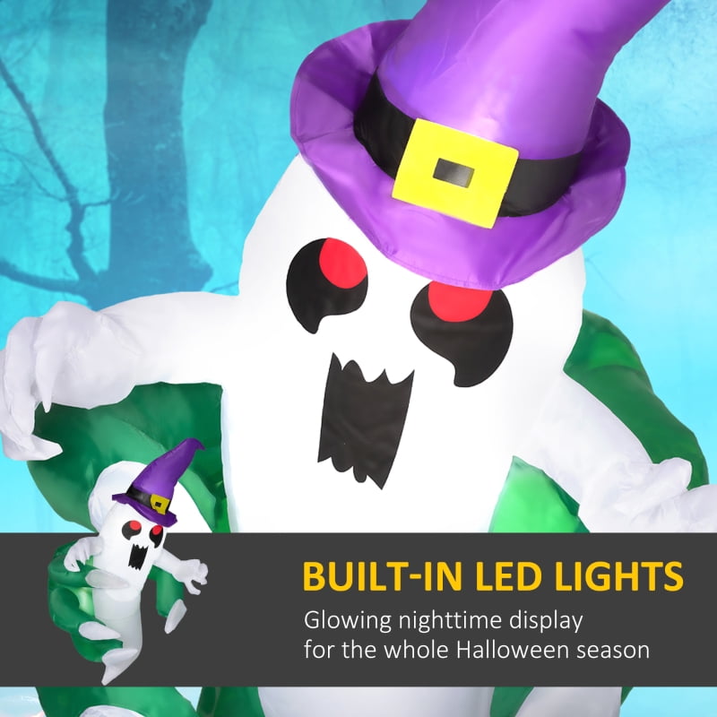 Alvantor Halloween Decoration Inflatable Window Ghost with LED Lights & Green Claw White/Purple 25.6"x25.6"x47.2"