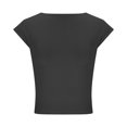 thumbnail image 6 of Women's Tank Tops $2.98 On Sale Lightweight New Round Neck Backless Solid Color Close-fitting Casual Top T-shirt, 6 of 7