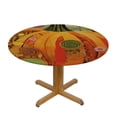 thumbnail image 3 of ONETECH Round Fitted Tablecloth Cute Colorful Pumpkin Cloth with Elastic Edged Waterproof Wipeable Round Table Cover for Patio Parties Outdoor Decor White, 3 of 7