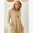 thumbnail image 6 of Women's Lounge Dress Long Sleeve Midi Long Dress Loose Casual Side Slit Dresses Pocket, 6 of 7