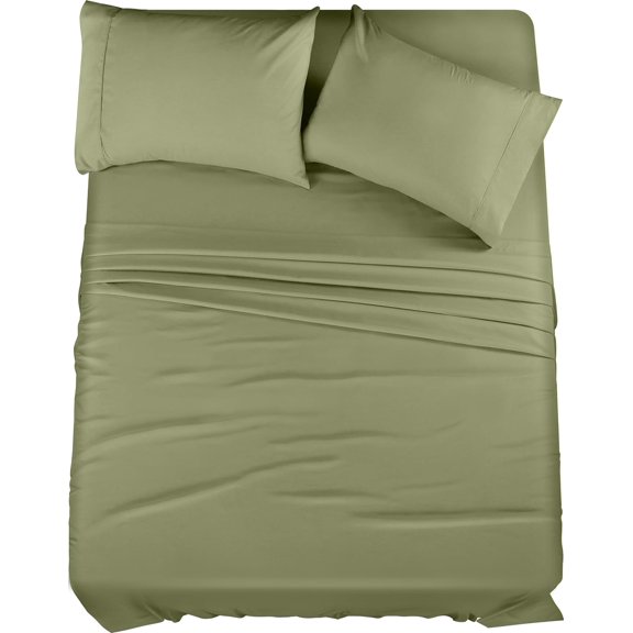 Couture Charm Hotel Luxury 600-TC Combed Cotton Full Size 4-Pcs Sheet Set Fits Upto 19-22" Deep Pocket (Solid, Moss)