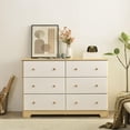 thumbnail image 3 of Better Home Products Solid Pine 6 Drawer Double Dresser-Color:Natural/White, 3 of 8