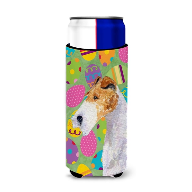 Caroline'S Treasures Ss4823Muk Fox Terrier Easter Eggtravaganza Ultra Hugger Para Latas Delgadas Enfriador De Latas Funda Hugger Lavable A Máquina Funda Para Bebidas Hugger Aislador Plegable Soporte A