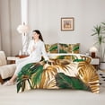 thumbnail image 4 of Erosebridal Gold Green Monstera Leaf 7-Piece Twin Bedding Sets,Tropical Botanical Tree Bedding Comforter Set For Men Women,Reversible, 4 of 7