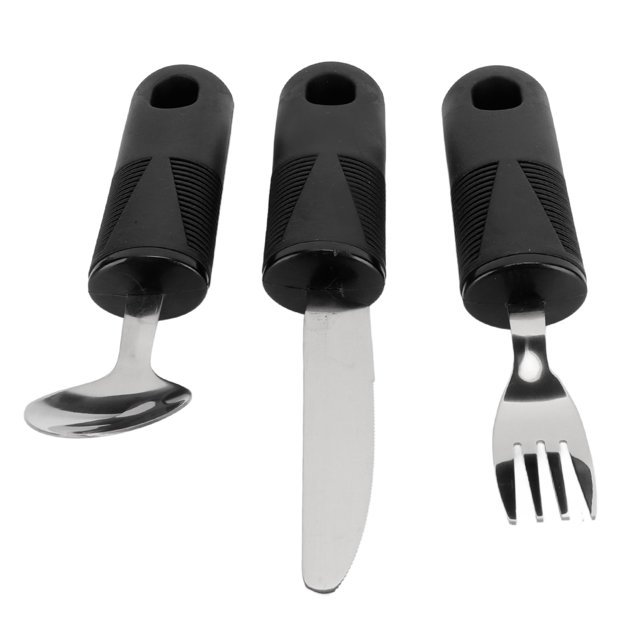 Weighted Utensils, Stainless Steel Hanging Hole Adaptive Utensils Fork Prevent Shaking Rounded Edges for Elderly