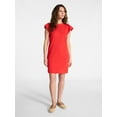 thumbnail image 3 of Time and Tru Women's Cotton T-Shirt Mini Dress with Short Flutter Sleeves, Sizes XS-XXXL, 3 of 6