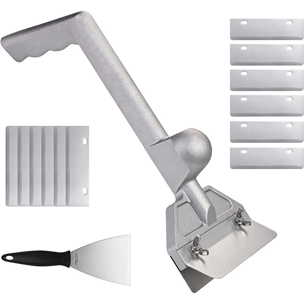 Grill scrapers with 7 blades and 6 grill scraper blades，Heavy duty cast