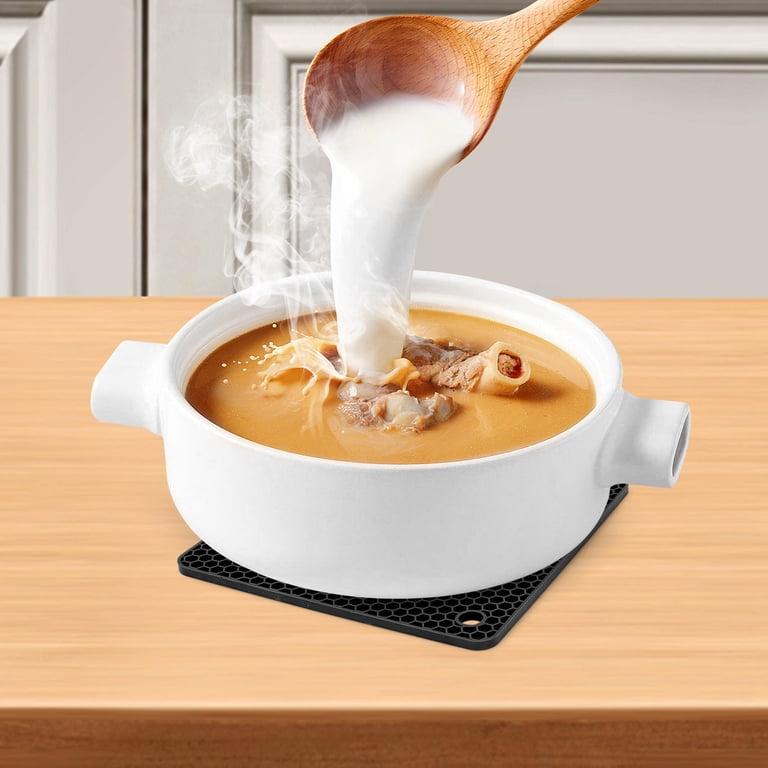 EEEkit 4-Piece Silicone Square Pot Holders, Black photo 3