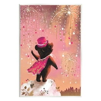 Stupell Industries Whimsical Bear with Fireworks Animals & Insects Painting Unframed Art Print Wall Art, 13 x 19