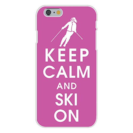 Apple iPhone 6 Custom Case White Plastic Snap On - Keep Calm and Ski On w/ Downhill (Best Downhill Skis For Intermediate Skier)