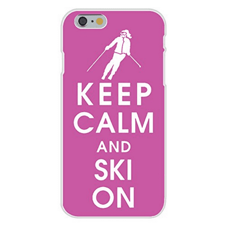 Downhill Ski Equipment - Apple iPhone 6 Custom Case White Plastic Snap On - Keep Calm and Ski On w/ Downhill Skier