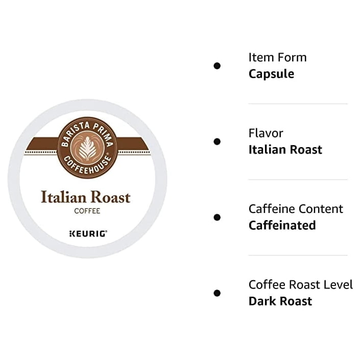 Includes Barista Prima Italian Roast Coffee K-Cups for Keurig Brewers, 24 Count (Pack of 2) - Total of 48 K-Cups (Packaging May Vary)