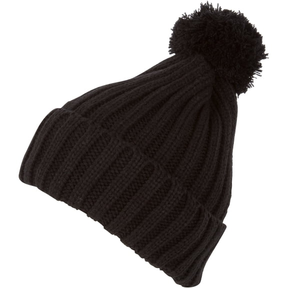 Sakkas Makena Unisex Pom Pom Solid Color Winter Beanie Cap - Black - One Size Regular