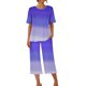 thumbnail image 5 of Pijamas de Verano para Mujeres, Suelto Impreso Manga Corta Superior Y Pantalones Recortados, Cuello Redondo Casual, 5 of 6