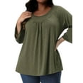 thumbnail image 3 of LilyLLL Plus Size S-5XL Womens Solid Color Flared Sleeve Flowy Tunic T-shirt Tops, 3 of 4