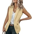 thumbnail image 2 of Mifelio Jackets for Women, Womens Vest Coat Casual Blazers Open Front Sleeveless Work Jackets Blazers Vest for Women Beige XXL, 2 of 6
