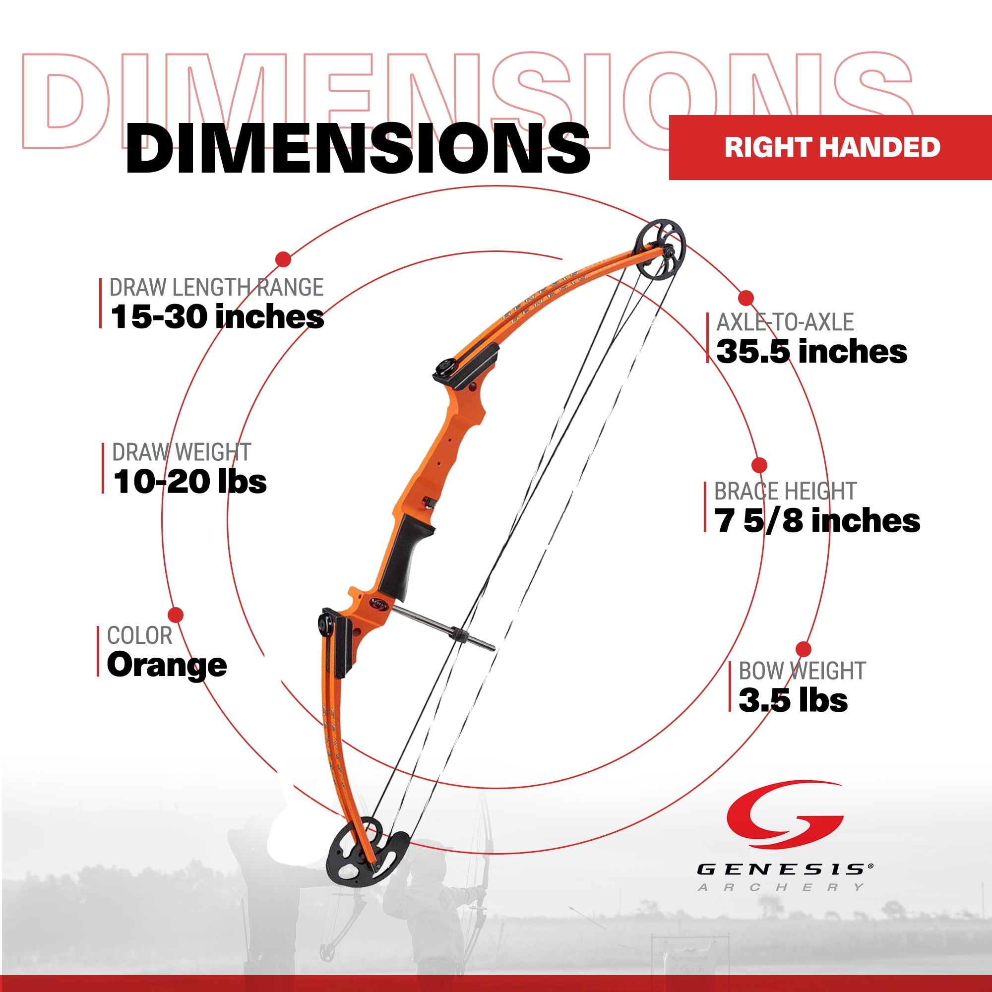 Genesis Archery Universal Original Compound Practice Bow, Right Handed, Orange