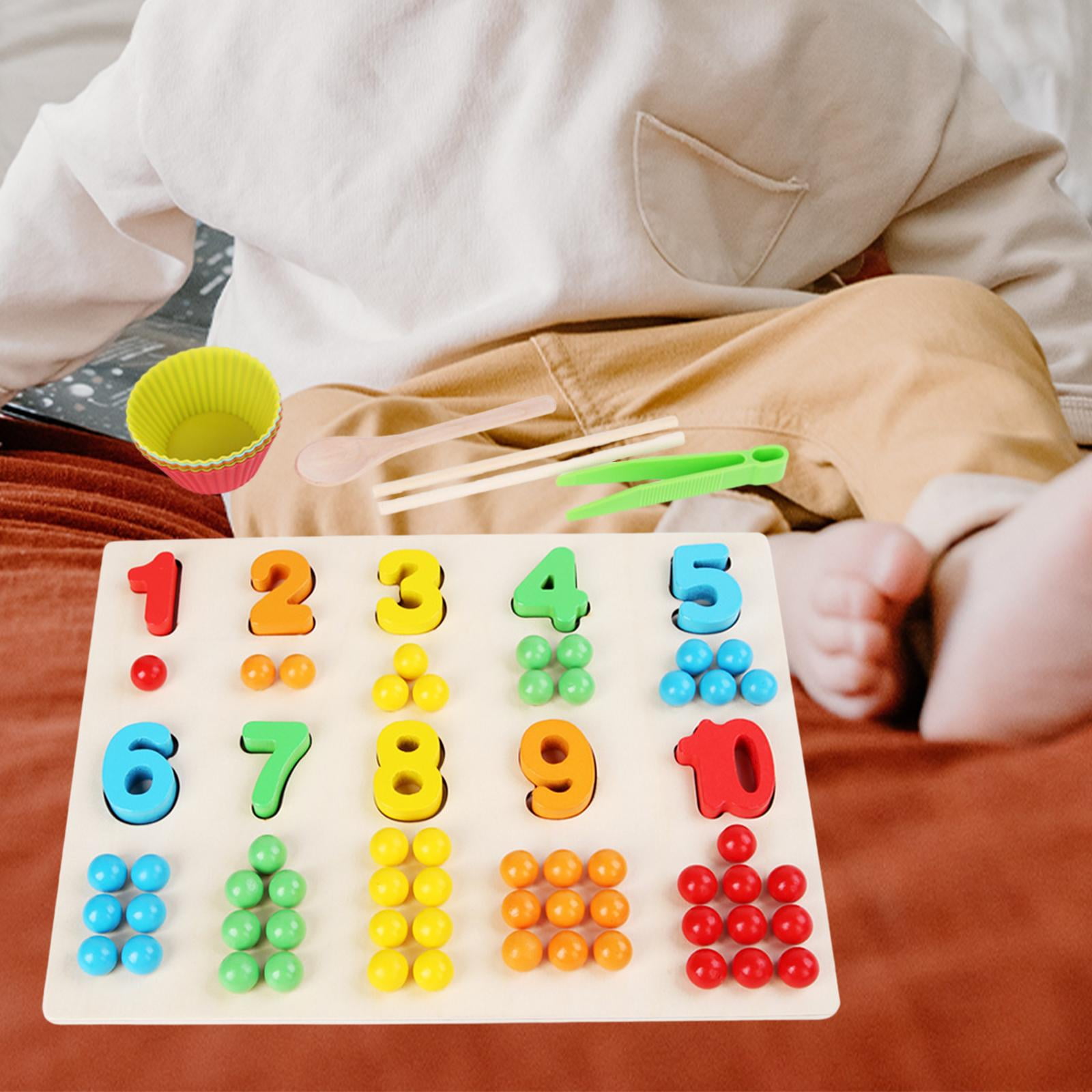 LeeQinersw Brightcolor Wooden Board Beads Game Number Puzzle Montessori Preschool Education