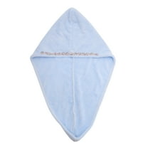 Unique Bargains 1 Pc Water-absorbent Floral Pattern Hair Towel for Bathroom Hotel Coral Fleece Light Blue