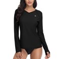 thumbnail image 1 of Women Rash Guard Swim Shirt Long Sleeve Sun Protection Thumb Hole UPF 50, 1 of 6