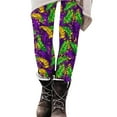 thumbnail image 4 of Hvot&aat Women Mardi Gras Leggings Stretch High Waisted Yoga Pants Sparkly Printed Carnival Party Pant, 4 of 5