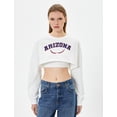 thumbnail image 3 of Long Sleeve Crew Neck Printed Crop Sweatshirt, 3 of 6