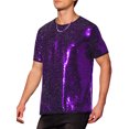 thumbnail image 4 of INSPIRE CHIC Camisetas de Hombre con Lentejuelas de Manga Corta Cuello Redondo para Fiesta Nocturna T-Shirts S Púrpura, 4 of 4