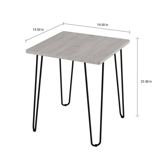 End Table with Hairpin Legs Woodgrain Look Gray