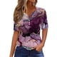thumbnail image 2 of Fiudx Camisas de Mujer Blusa de Manga Corta Estampada a La Moda para Mujer, Blusas Informales con Cuello Redondo, 2 of 4