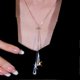 thumbnail image 3 of Collar con borla triangular geométrica de plata de ley 925, cadena para clavícula de lujo ligero y de alta gama, cadena para suéter que combina con todo., 3 of 5