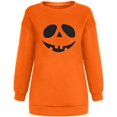 thumbnail image 3 of Chandails en Molleton Visage de Citrouille d'Halloween pour Femmes Manches Longues Surdimensionnées Col Rond Orange Pull Tops, 3 of 7