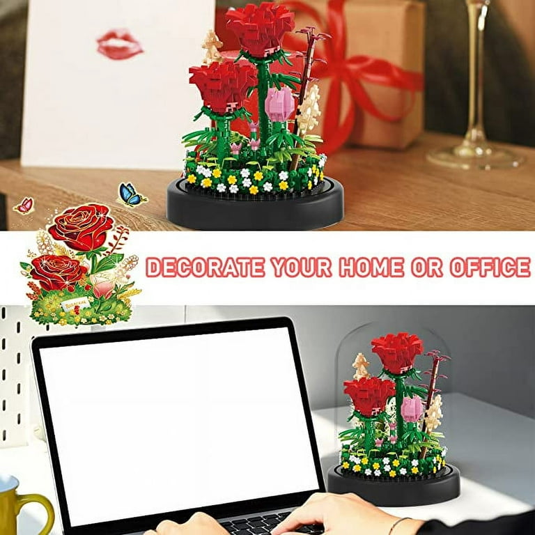 Flower Bouquet 2021, Mini Rose Building Block Sets for Women Artificial  Flowers Creative Toys Kits Mothers Days Aniversary Love Gifts for Her  Girlfriends Home Decor Display 2022 (547 PCS) 