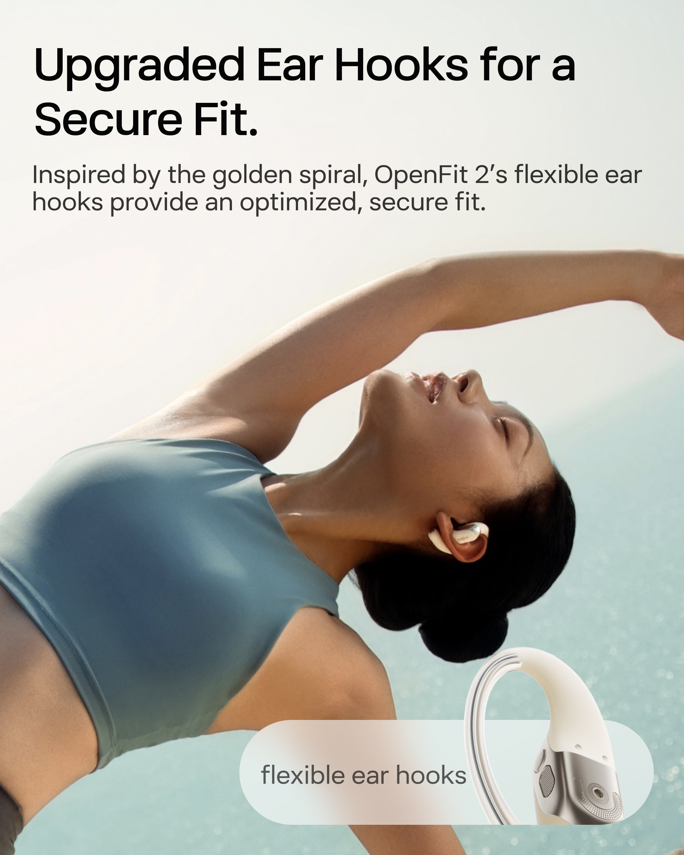 Shokz OpenFit 2 Open-Ear Headphones, Premium DualBoost™ Audio, Comfortable Earbuds with Soft Earhooks, 48H Playtime, IP55 Water-Resistant, USB-C Fast Charging, Beige