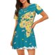 thumbnail image 1 of Easygdp World Map With Landmarks Camisón de manga corta para mujer, informal, estampado, 1 of 6