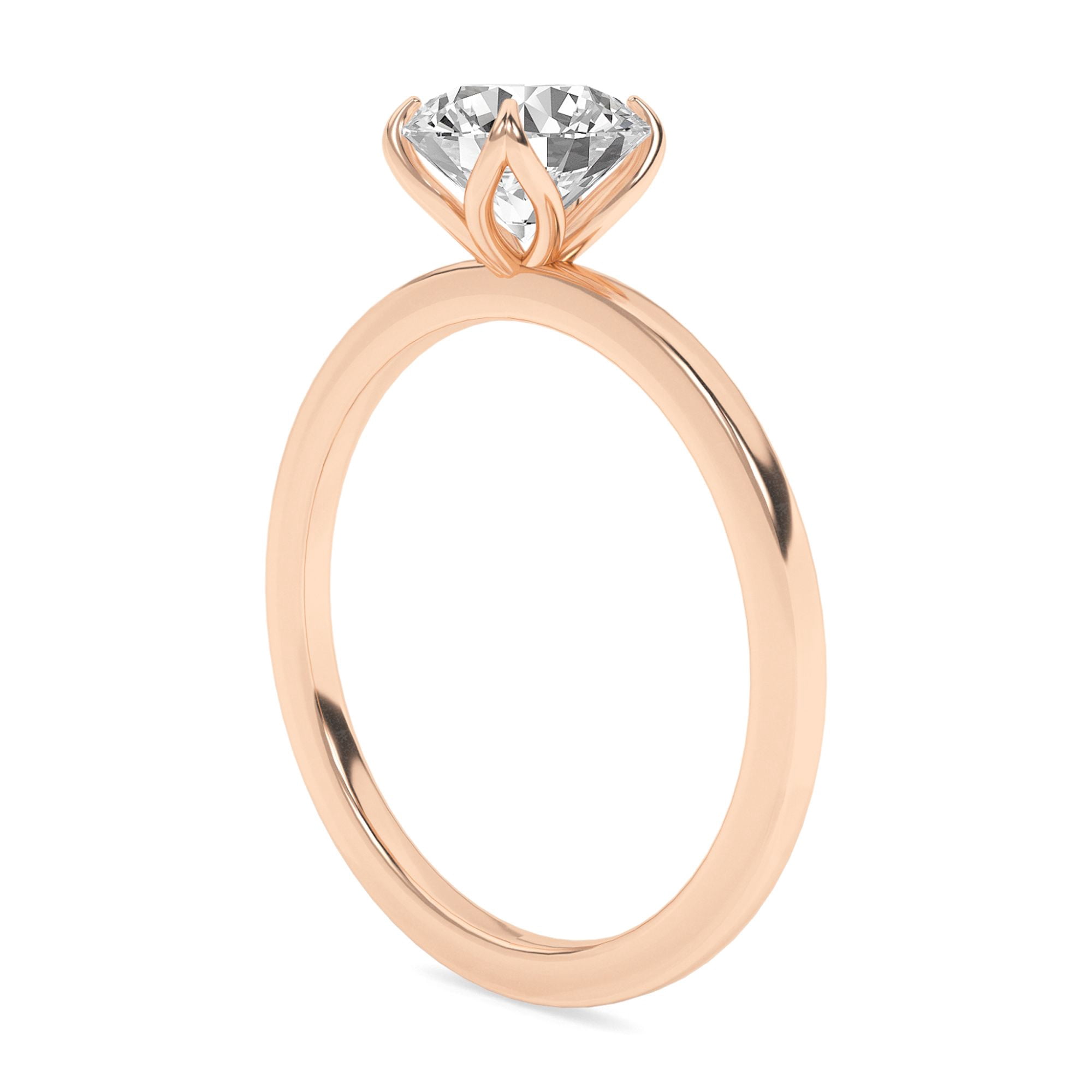 AFFY 1.00 Carat (ctw) Solitaire Style Engagement Rings For Women, Round Lab Created Moissanite Promise Ring For Her In 10k Solid Rose Gold | VVS1 Quality (1 Ctw) Ring Size-10