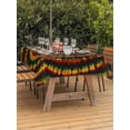 thumbnail image 4 of Rectangle Outdoor Tablecloth With Umbrella Hole And Zipper– Abstract Ethnic Tie Dye Waterproof Patio Table Cover for Party, Picnic, Backyard, 60"x120" , Red Green Yellow Black, 4 of 8