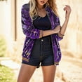 thumbnail image 2 of felwors Women's Gradient Sequin Sparkle Bomber Jacket - Zip-Up Outerwear for Casual & Party Wear Purple, XXL, 2 of 7