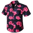 thumbnail image 3 of Camisas hawaianas para hombre, camisa informal de manga corta con estampado floral y botones, estilo tropical, para vacaciones de verano, playa, Aloha, 3 of 5