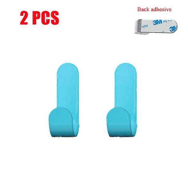 Organizador de pared multiusos, gancho para colgar llaves detrás de la puerta, gancho para colgar ropa, bata de baño, toallero, estante de cocina, gancho para estante, azul, 2 piezas