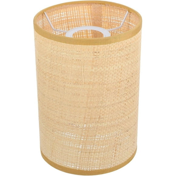 ERDS-Chandelier Lamp Shades, Rattan Woven Lampshade Replacement, Rattan Drum Lamp Shade, E27/E14 Bulb Cage Chandelier Lamp Cover, Small Lamp Shades for Table Lamps Floor Lamps