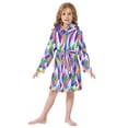 thumbnail image 6 of FORMRS Niños Bathrobe Unisex Hooded Robe Soft Plush Pajamas Sleepwear, Size 2-3T, Green Wavy Plaid, 6 of 7