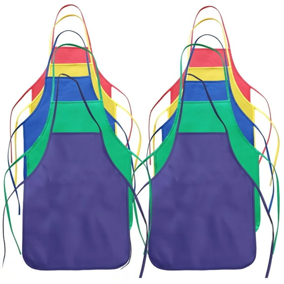 12 Pcs Little Minds Aprons for Painting Cooking Activities, Adjustable Non-Woven Smocks Without Pockets, Ideal for Daycares Art Classes Parties