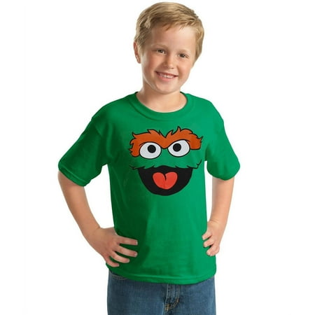 Sesame Street Oscar The Grouch Face Youth Kids T-Shirt