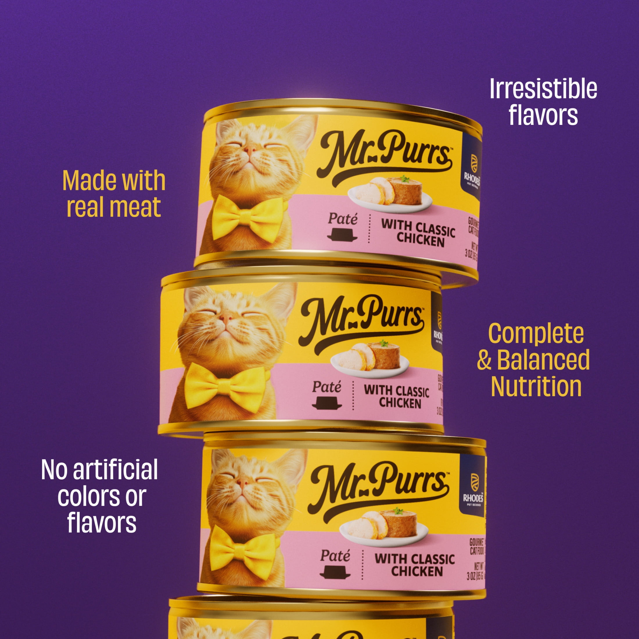 (6 pack) Mr Purrs Classic Chicken Pate Wet Cat Food, 3 oz Can