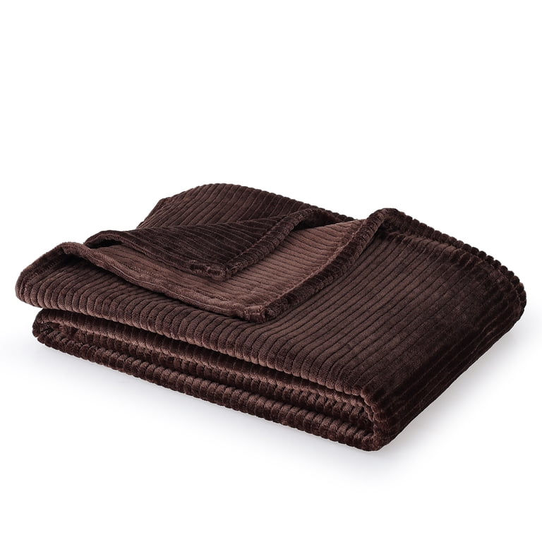 Berkshire Life Ribbed Velvet Plush Brown Throw Blanket photo 2