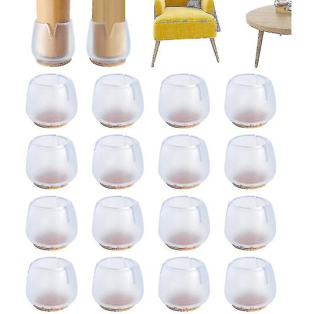 16 protectores de suelo de patas de silla de silicona con fieltro para evitar arañazos