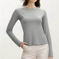 thumbnail image 2 of Ediodpoh Women's Protective Wicking Long Sleeve Yoga Fitness Shirt & Breathable for Running & Sports Womens Tops Grey S, 2 of 7