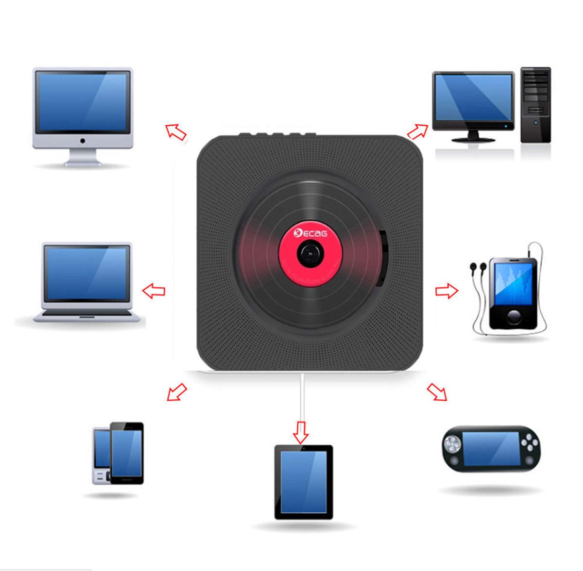 Seyurigaoka Home Wall-mounted CD Player Surround Sound FM Radio Bluetooth Music Player - image 3 of 7