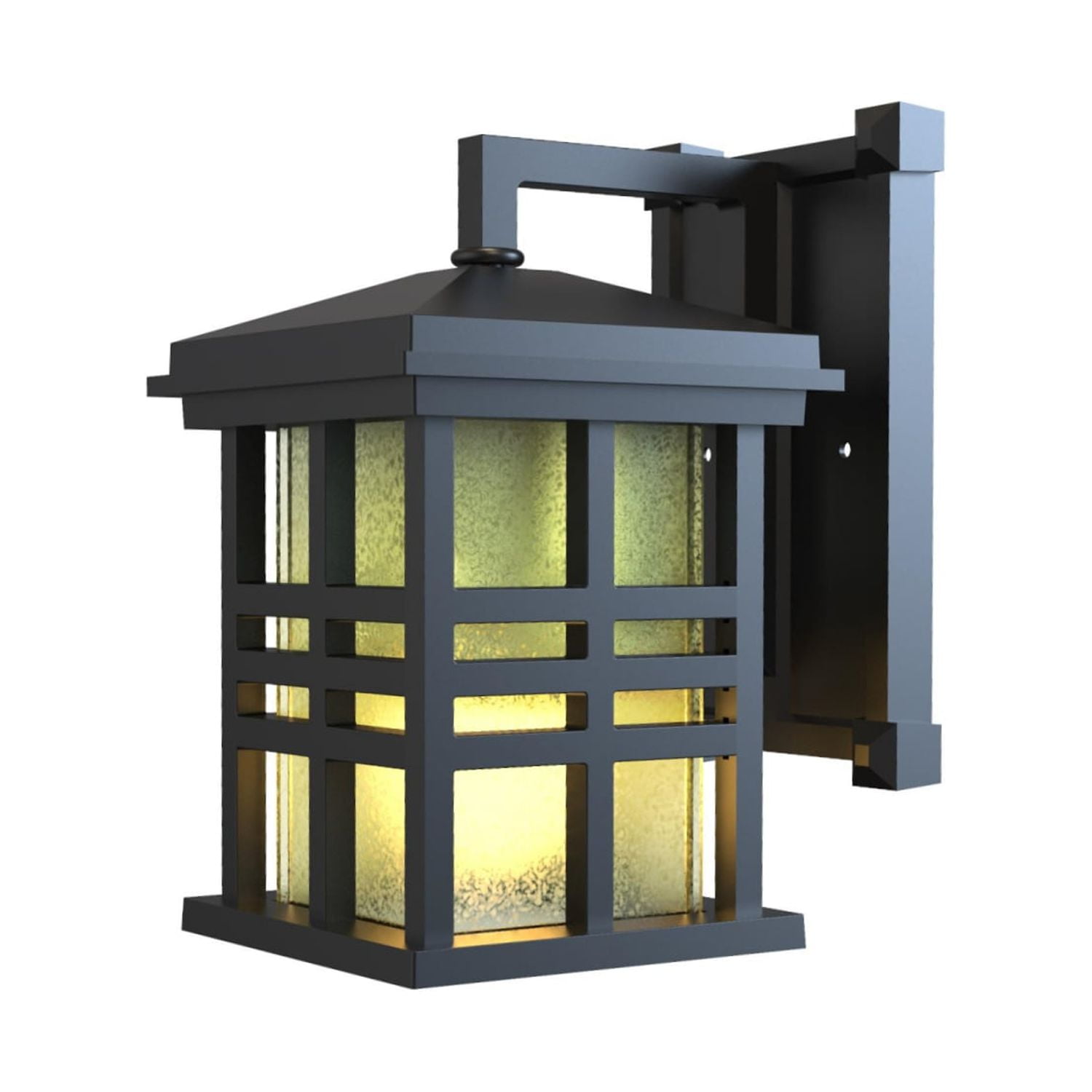 (2 pack) Better Homes & Gardens 9.8" Farmhouse Bronze Outdoor Wall Light, Metal Fixture Stained Glass Shade