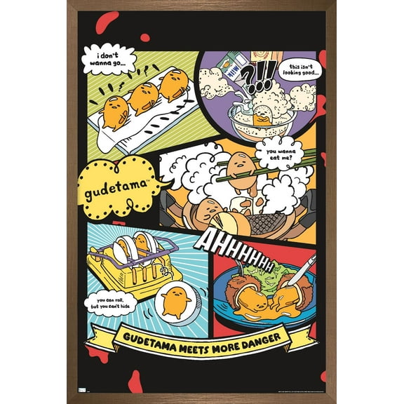 Gudetama - More Danger Wall Poster, 14.725" x 22.375", Framed